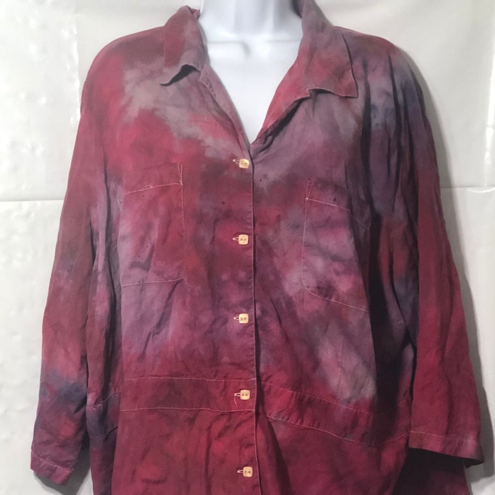 Upcycled Dress Shirt - Notations Silk Woman XL 100% Silk